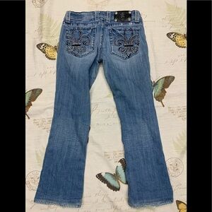 Miss Me Blue Boot Cut Jeans with Silver Embellishments